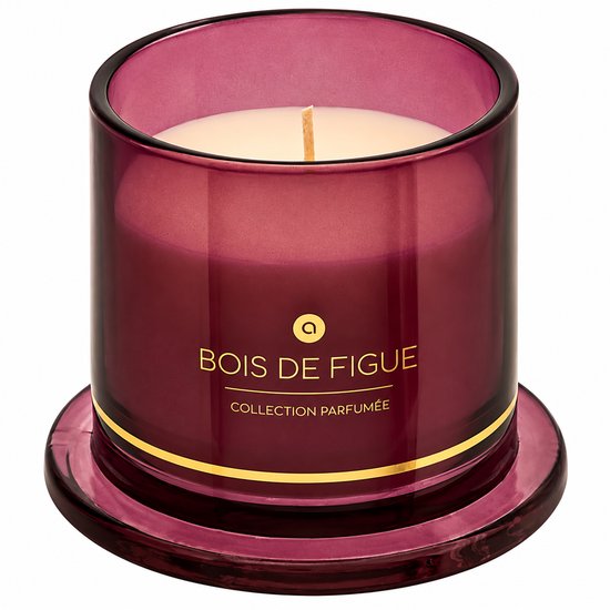 Geurkaars - Set van 2 - Kaars - Vijgengeur - 240 g per Kaars - Kaars in Glas - Geurkaars met Glazen Stolp - Fruity & Houtachtig Aroma - 40 Uur Brandtijd - 1 Lont - Voor Woonkamer, Slaapkamer en Cadeau - Paars