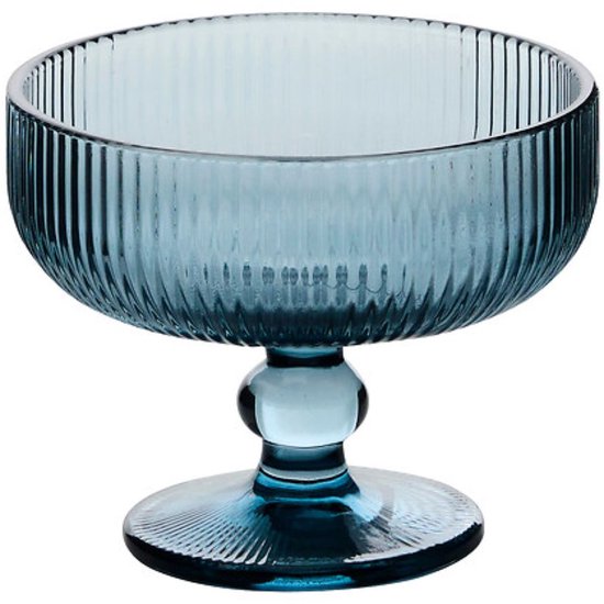 Coupe à glace - Pot à glace - Coupe dessert - Set de 6 - Bol à dessert en verre - Bol pour glaces, desserts, fruits & snacks - Compatible lave-vaisselle - 340 ml - Bleu