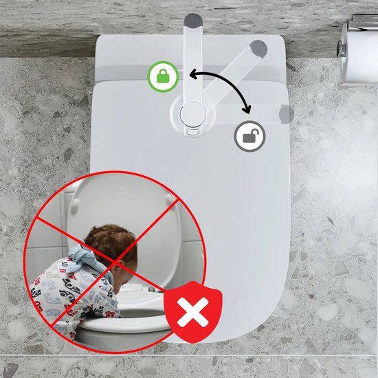 SIPO Stroller Accessories - Toilet Seat Lock - Child Safety Toilet Lock - Set of 2 - for Children - No Drilling Required - White