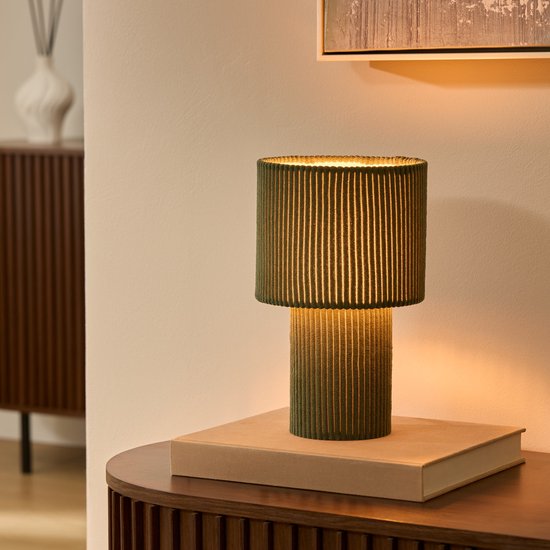 Atmosphera Jolina Corduroy Table Lamp - Ø17xH28 cm - Green