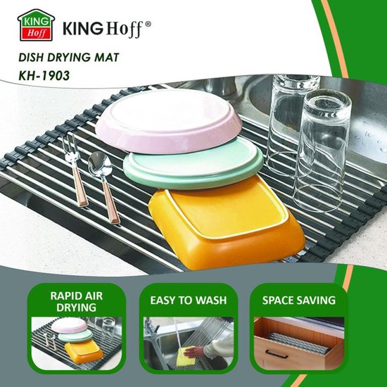 Kinghoff afwasdroogmat van RVS – opvouwbare droogmat met antislip, 45 x 32 cm – foto 5