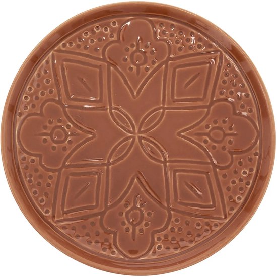 Set van 2 dessertborden van terracotta, 20 cm, met bloemopdruk