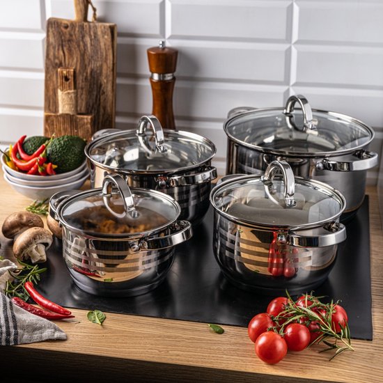 Klausberg 7694 - 8-piece cookware set - cooking pots - 16-18-20-24 cm - with lids