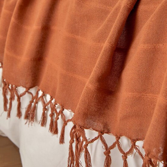 Atmosphera Plaid katoen terracotta Blanket - 160 x 220 cm