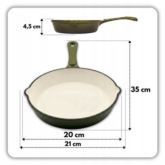 Hage Gusseisen-Bratpfannenset – Ø20 & Ø26 cm – Olivgrün