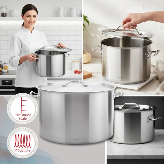 Kinghoff extra grote kookpan 83 liter – RVS stockpot met deksel, Ø 55 cm – foto 5