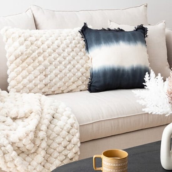 Adriel Cushion - Set of 2 - Luxury Soft Cushions with Tie-Dye Effect - Removable Cover and Filling - Polyester - 38 x 58 cm - Beige