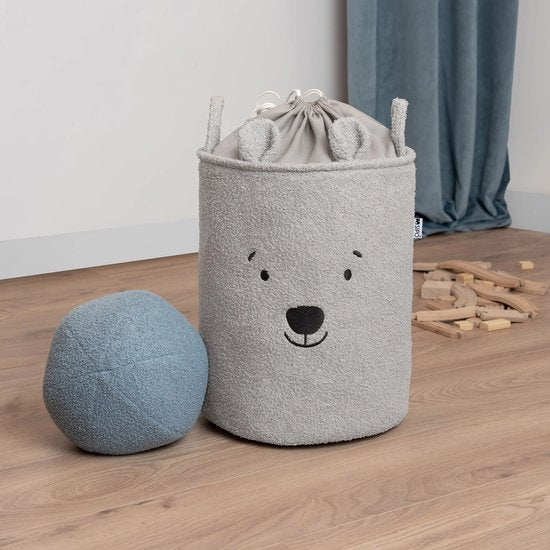 SIPO Speelgoedmanden Bouclé – Set van 2 – Beer Design – 43 L – Bruin/Grijs