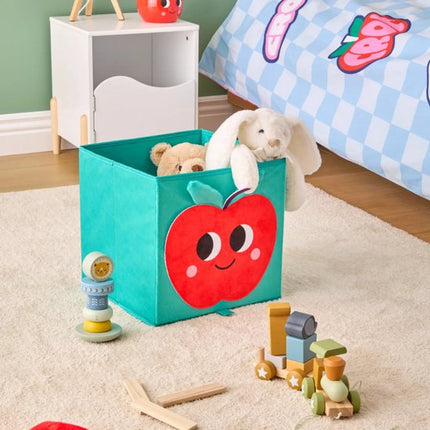 Atmosphera opbergmand kinderkamer appel - Blauw - Decoratief | Opvouwbaar