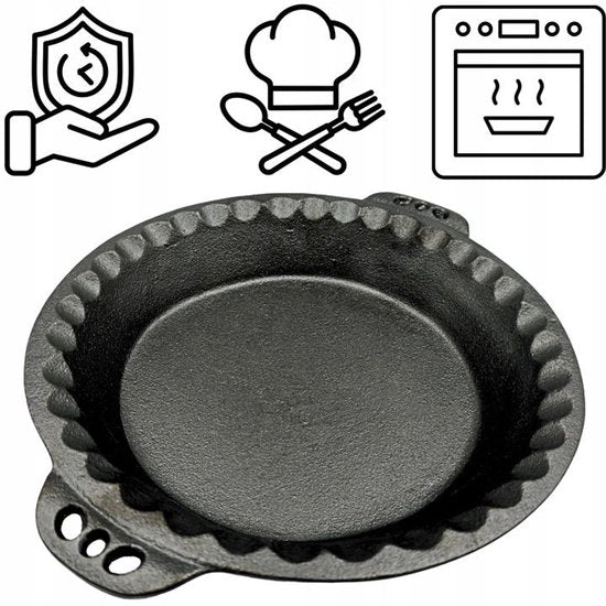 Hage - Cake Tin - Baking Pan - Cast Iron Cake Tin - With Handles - Sturdy & Durable - For Cake, Quiche, Pastry & Bread - Oven & Grill - Ø26 cm - 1 Liter - Black