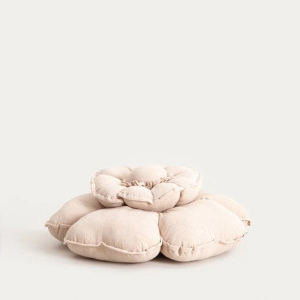 Homla - Kussen - Sierkussen - Woonkamerkussen - Bloemvormig Katoenen Sierkussen - Decoratief Gewatteerd Kussen voor Bank, Bed & Fauteuil - Ø45 cm - Ecru