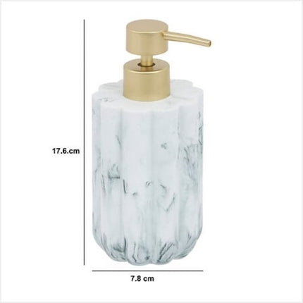 Badkamer Accessoiresset – Moderne Badkamer Accessoires – Zeeppomp 230ml & Toiletborstel Set – Luxe Zeepdispenser & Toiletborstel met Houder – Polyresin – Wit Marmer