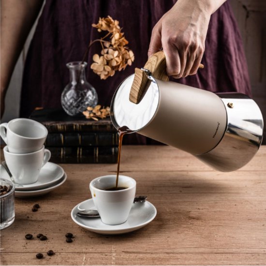 Klausberg moka pot KB-7997 voor inductie – RVS espressomaker 600 ml, beige – foto 3