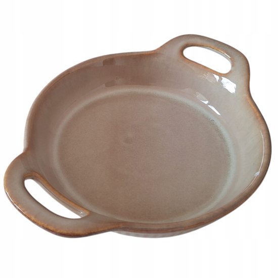 Keramische ovenschaal rond met handgrepen, 900 ml, Ø22 cm, lichtbruin