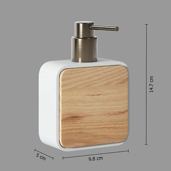 Natureo Bathroom Accessory Set - Luxury Bathroom Set - Bathroom Accessories Set - Toilet Brush - Toothbrush Holder - Soap Dispenser 300 ml - Polyresin / ASH - White