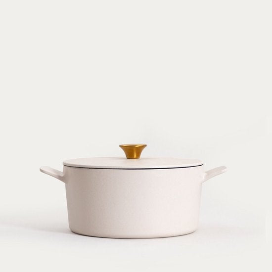 Homla Andreas gietijzeren braadpan 5 liter met deksel – beige mat, Ø 25 cm – foto 5