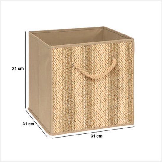 Stemy opvouwbare opbergbox met touwgreep – rattanlook, beige, 31 cm – foto 3
