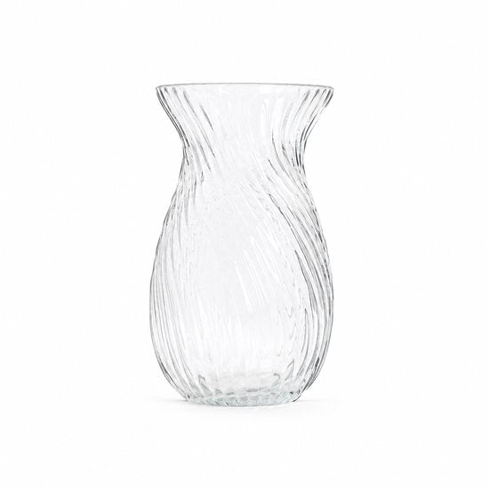 Homla - Vase - Flower Vase - Modern Decorative Vase - Ribbed Glass Vase - Fluted Design for Fresh & Dried Flowers - Ø12 x 20.5 cm - Transparent
