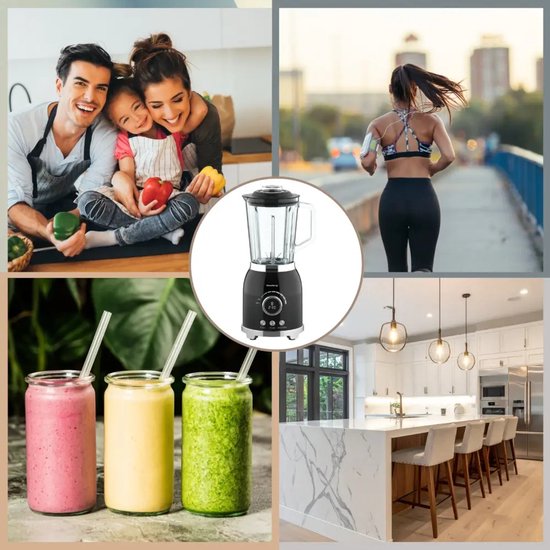 Klausberg - Blender - Smoothie Maker with LED Display - Ice Crusher - Glass Blender with 6 Stainless Steel Blades - Smoothie Blender with Timer - Kitchen Blender 8 Speeds - Crushed Ice Mixer - 1.5 L - 600W - Black
