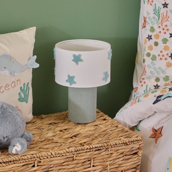 Atmosphera Kids Zee Bouclé Tafellamp - 19x19x28cm - Blauwgroen