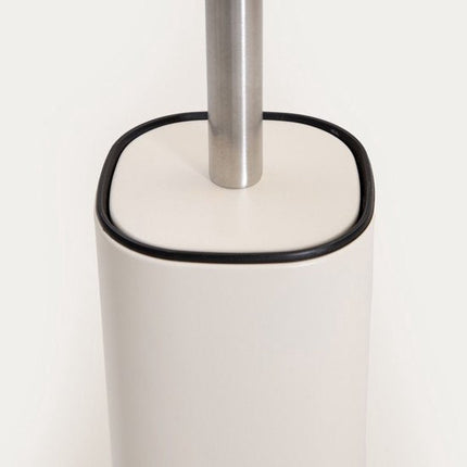 Homla - Linea Mat Toiletborstel - WC Borstel met Houder Gesloten Design - Toiletborstel Badkamer Modern Metaal Compact - Hygiënische WC Borstel Set Toilet Accessoires - Duurzame - Stijlvol Design - Ø9.8 x 35.3 cm - Beige