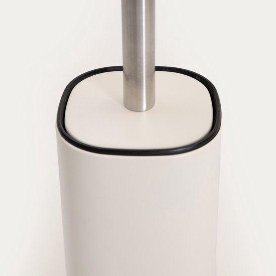 Homla - Linea Mat Toilettenbürste - WC-Bürste mit Halter, geschlossenes Design - Toilettenbürste Bad Modern Metall Kompakt - Hygienisches WC-Bürsten-Set Badezimmer-Accessoires - Langlebig - Stilvolles Design - Ø 9,8 x 35,3 cm - Beige