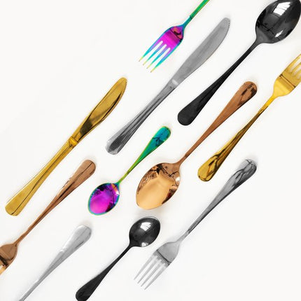HOMLA - Abele Bestekset - 16-Delig Luxe Bestekset - Iridescent Cutlery Set - Modern Design Tafelbestek - Lepels, Vorken & Messen - RVS - Multicolor