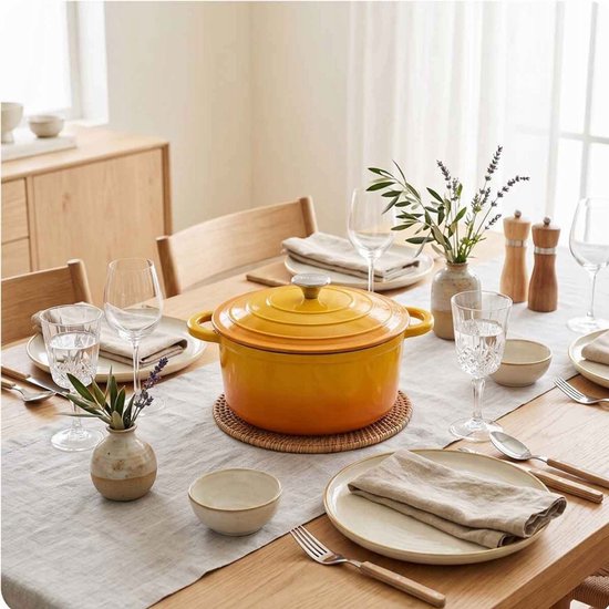 Enameled Cast Iron Pan 24 cm 4L Hage Mustard Yellow