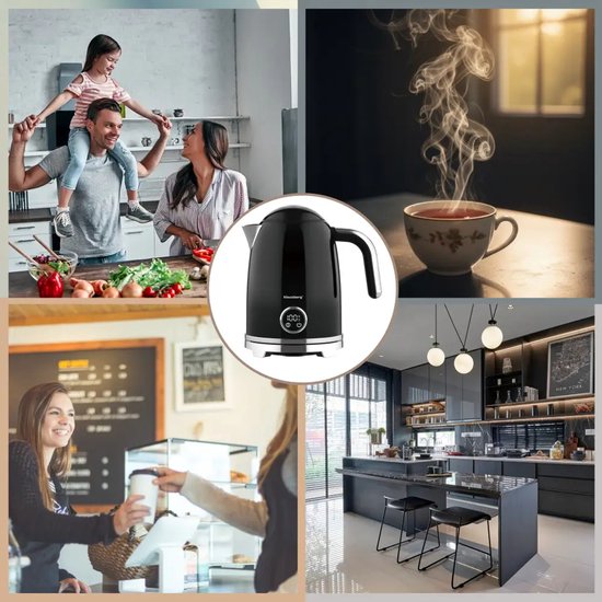 Klausberg - Kettle - Electric Kettle - Water Kettle - Tea Kettle with Thermometer - Keep-warm function - Stainless Steel - 1.7 L - 2200W - Black