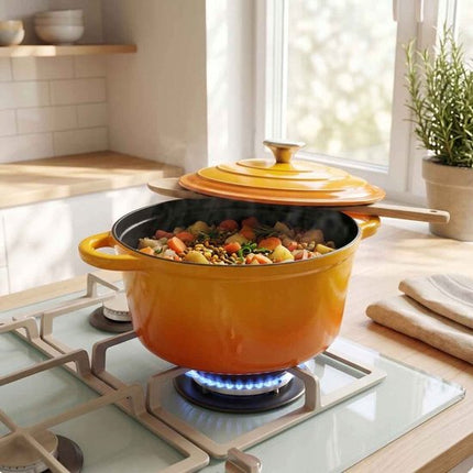 Emalieren Gietijzeren Pan 24cm 4L Hage Mosterdgeel
