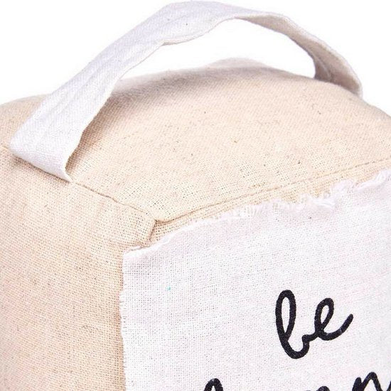 Giftdecor Doorstop - 1 kilo - beige - canvas - Be happy - 14.5 x 16 x 19 cm