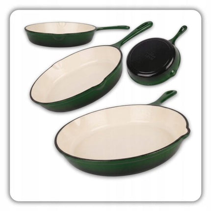Hage - Koekenpan - Geëmailleerde Gietijzeren Koekenpan - Cast Iron Frying Pan - Geschikt voor Inductie, Gas & Oven - Ø20 x 4.5 cm - Donkergroen