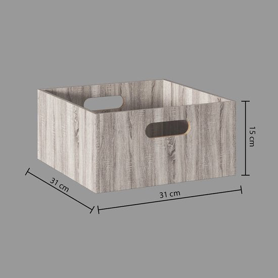 5Five Storage basket / cupboard basket - Grey wash - 31 x 31 x 31 cm - 29 liters - Cube unit baskets - Wood - Foldable - Crates