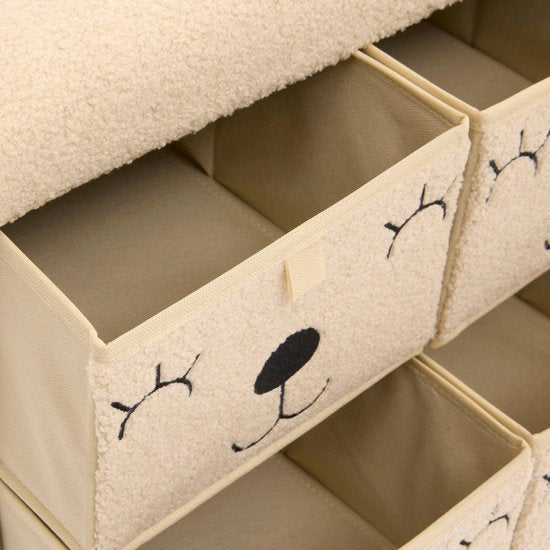 Atmosphera Kids Ezzio Storage Ottoman with 4 Drawers - 39 x 38 x 50 cm - Foldable - Beige