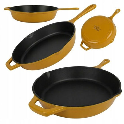 Hage - Koekenpan - Geëmailleerde Gietijzeren Koekenpan - Cast Iron Frying Pan - Geschikt voor Inductie, Gas & Oven - Ø26 cm - Mosterdgeel