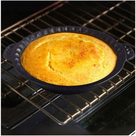 Hage - Cake Tin - Baking Pan - Cast Iron Cake Tin - With Handles - Sturdy & Durable - For Cake, Quiche, Pastry & Bread - Oven & Grill - Ø26 cm - 1 Liter - Black