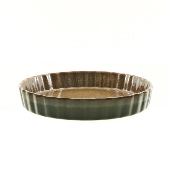 MPLCo - Ombres Pie Dish - Quiche Pan - Oven-safe Baking Dish - Quiche and Baking Dish Design - Dishwasher & Microwave Safe - Ceramic - Round - Ø26 x 4.5 cm - Brown / Green