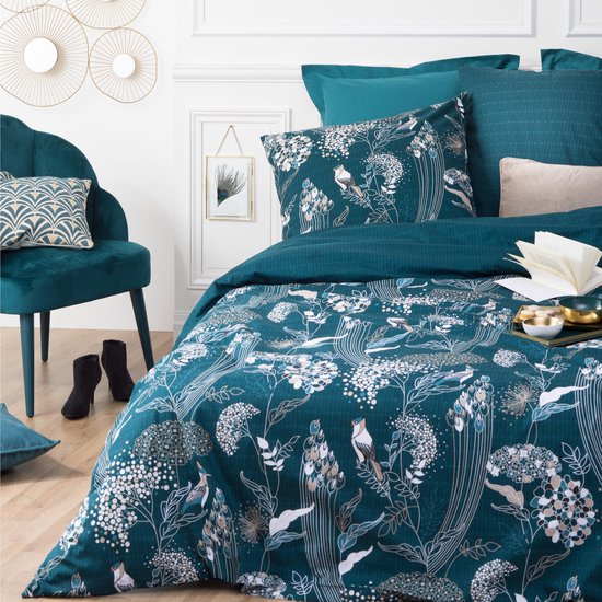 Atmosphera Doppelbett-Set 240 x 220 cm Bettbezug mit 2 Kissenbezügen Art D Pfauenmuster