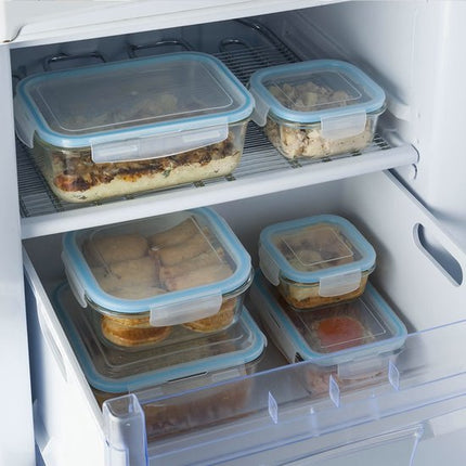 5Five Vershoudbakje met deksel - 3x - glas - luchtdicht - met clips - 18 x 12 x 6 cm - 800 ml
