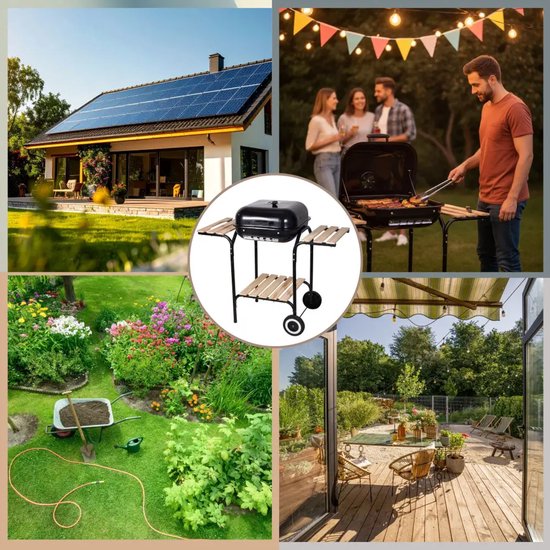 Kinghoff houtskoolbarbecue KH-2034 – BBQ met deksel, zijtafels en wielen – foto 16