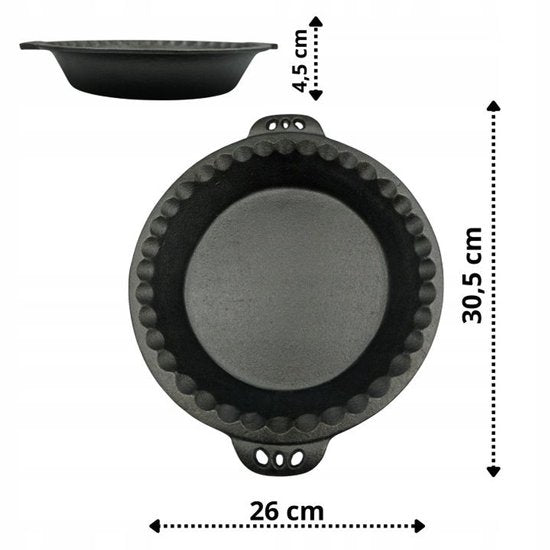 Hage - Cake Tin - Baking Pan - Cast Iron Cake Tin - With Handles - Sturdy & Durable - For Cake, Quiche, Pastry & Bread - Oven & Grill - Ø26 cm - 1 Liter - Black