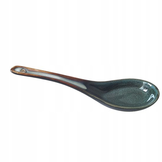 MPLCo - Ramen Spoon - Ceramic Ramen Spoon - Asian Soup Spoon - Japanese Noodle Spoon - For Ramen, Soup, Broth & Noodles - Dishwasher, Oven & Microwave Safe - 16 x 4.5 cm - Green