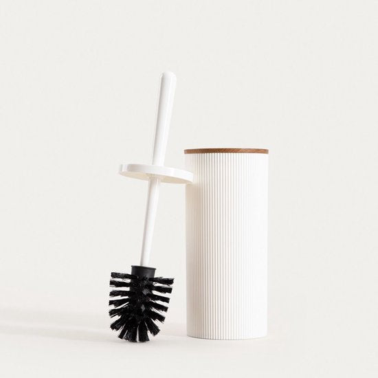 Homla Diall toiletborstel met houder en deksel – wit, 33,5 cm