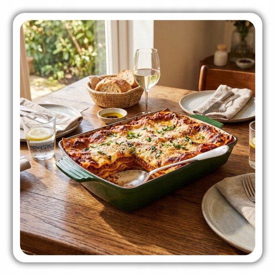 Hage - Gietijzeren Ovenschaal - Ovenschaal - Geëmailleerde Bakvorm - Voor Ovengerechten, Vlees, Taart en Ovenschotels - 3. 5 Liters - 32 x 23,5 x 6 cm - Flesgroen