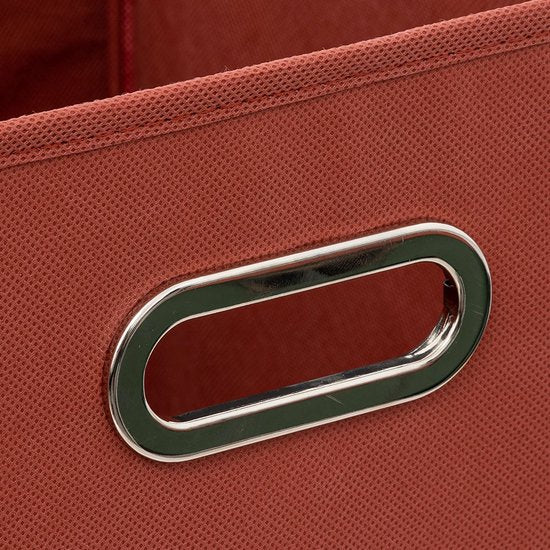 5Five Opbergmand / kastmandje - Steenrood - 31 x 31 x 31 cm - 29 liter - Vakkenkast manden - Stof met versterkte bodem - Opvouwbaar