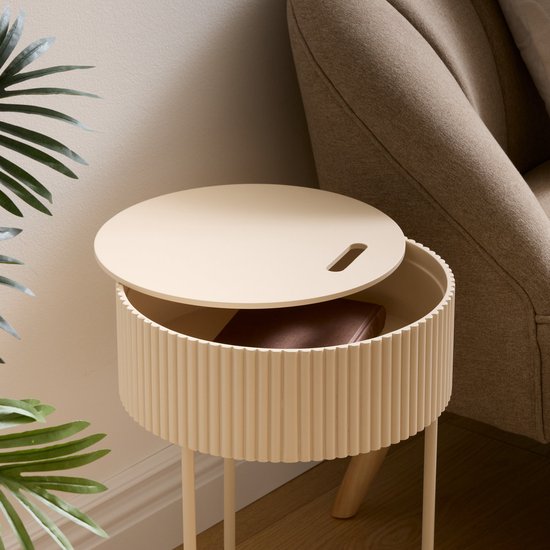 Atmosphera Juna bijzettafel met opbergruimte – rond, beige, Ø 33 x 48 cm – foto 2