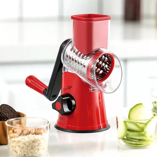 Kinghoff KH-1651 - Râpe à tambour multifonctionnelle - Acier inoxydable - 3 lames interchangeables - Sans BPA