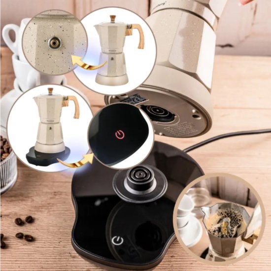 Klausberg elektrische mokapot KB-7999 – espresso koffiemaker 300 ml, beige – foto 4
