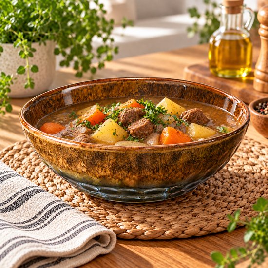 MPLCo - Ceramic Bowl - Serving Dish - Breakfast Bowl - Soup Bowl - Salad Bowl - Dishwasher Safe - Oven and Microwave Safe - Organic Shape - Ceramic - 500 ml - Ø18 cm - Green and Brown