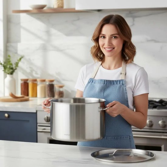 Cooking Pot - Catering Pot - Extra Large Soup Pot with Lid - Stockpot - Suitable for Induction - for Soup, Pasta & Stews - 32L - Ø40 cm - Stainless Steel